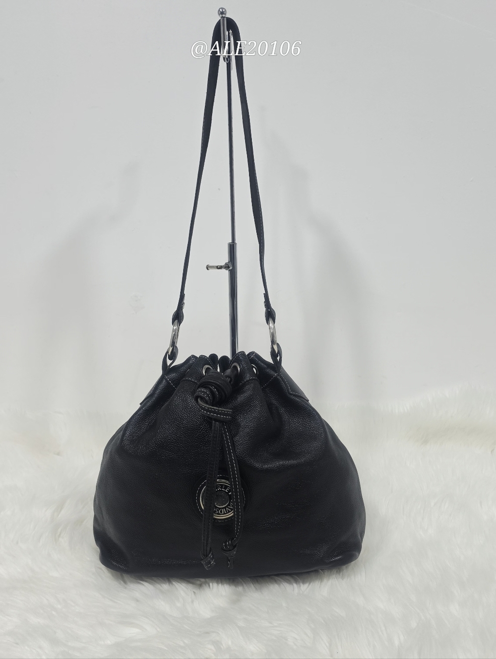 Harley-Davidson Black Leather Bucket Bag Drawstring Crossbody Purse - Picture 16 of 16